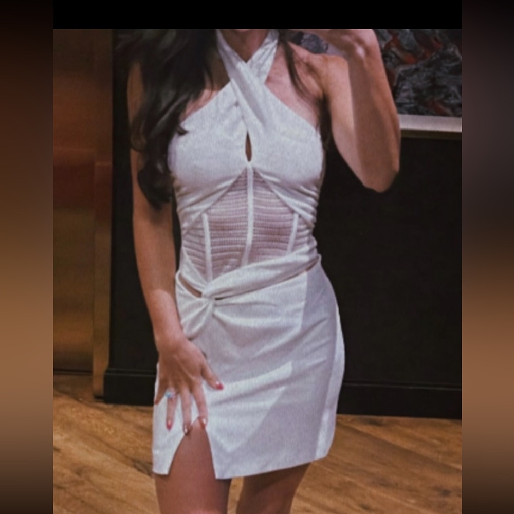 Sabo Skirt White Pleated Bodycon Mini Dress